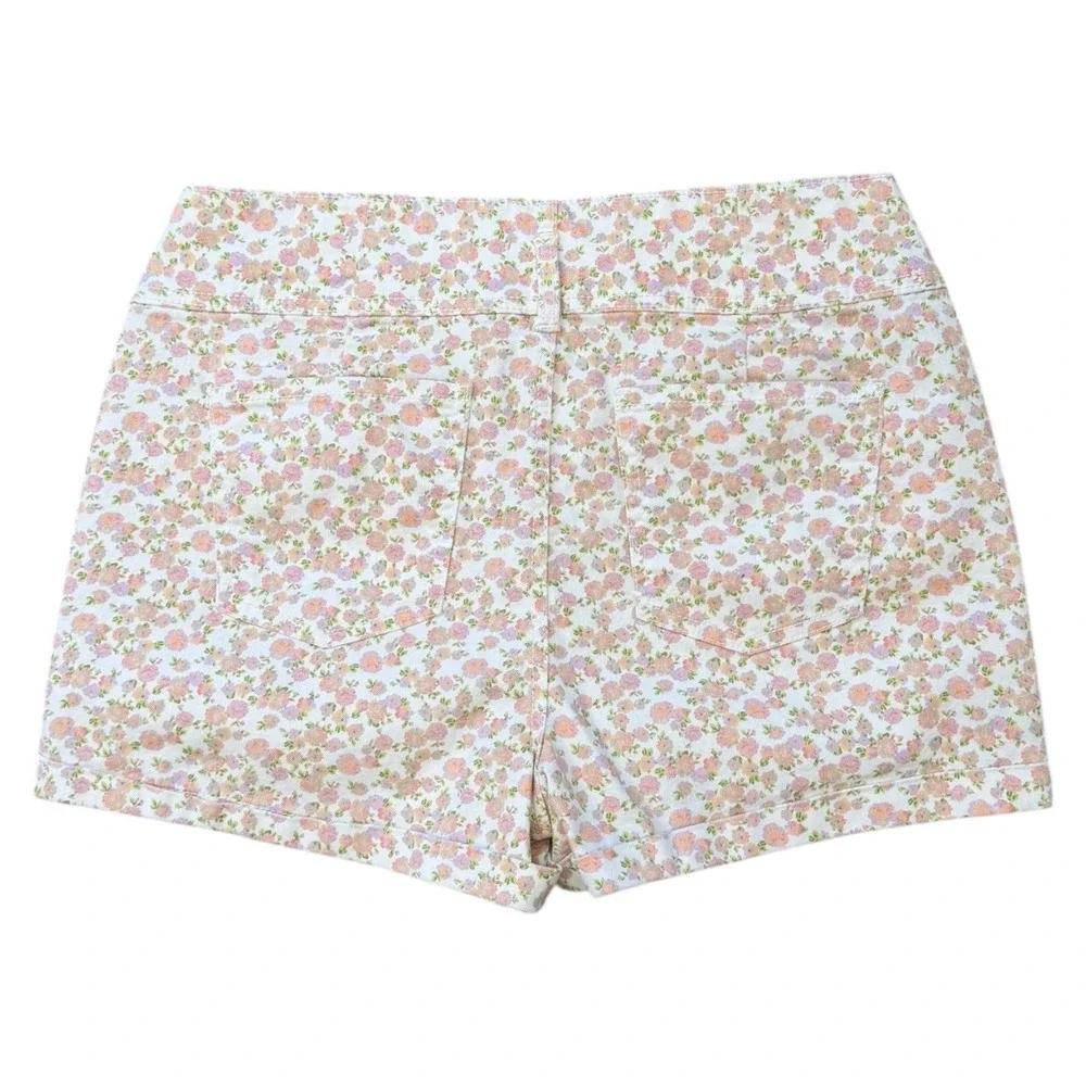 NO BOUNDARIES Women Floral Print High‎ Waist Denim Shorts Size 17